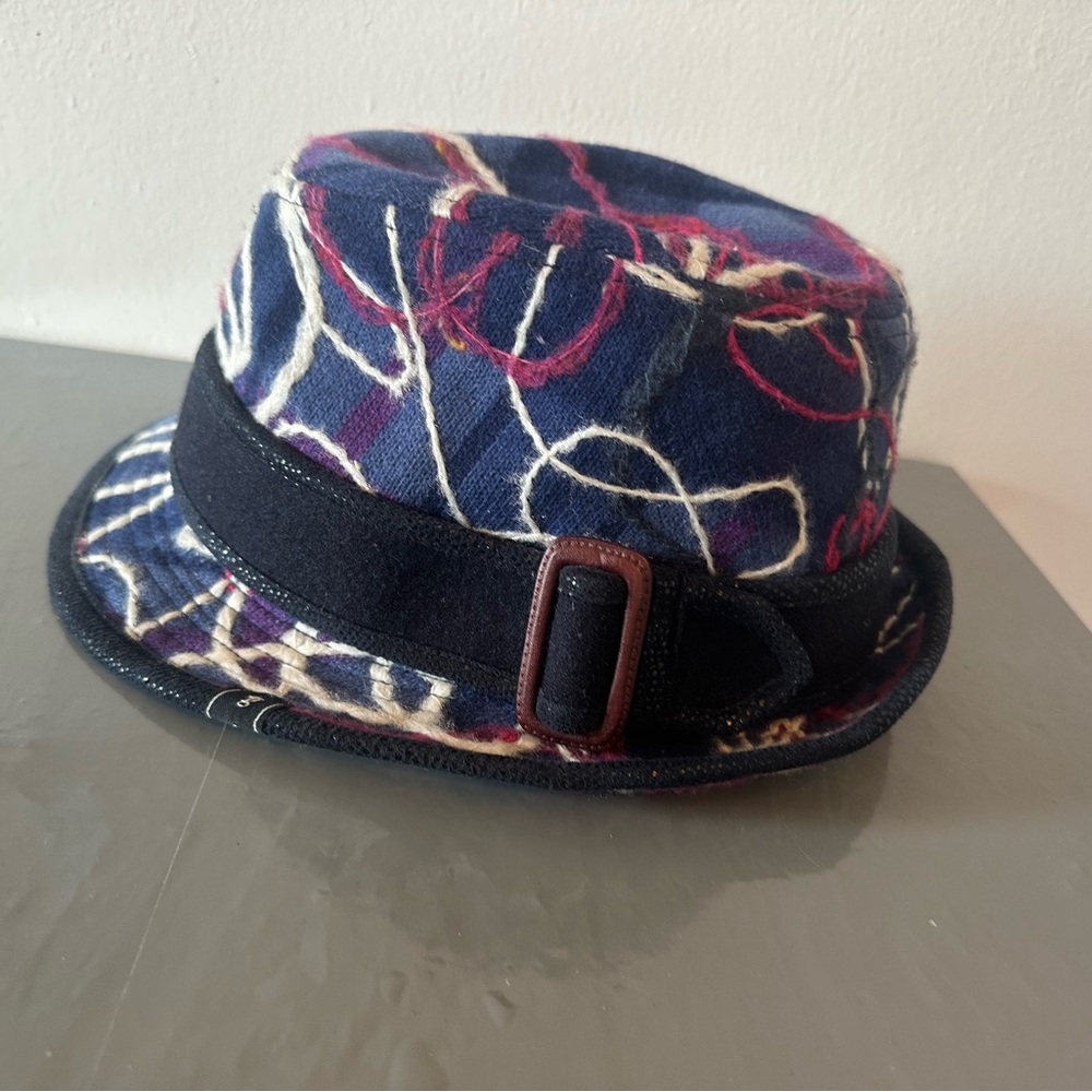 Italian Blue and Black Patterned Hat